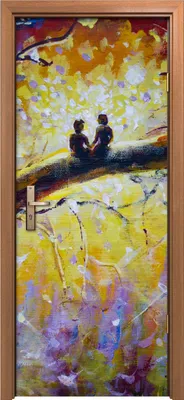 Produktbild von Türposter 80x200 cm Türaufkleber Türtapete Türfolie Klebefolie Deko Malerei Bäume Wald Paar Liebe
