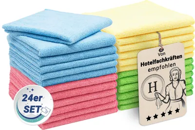 Produktbild von 10er Set Mikrofasertücher für streifenfreien Glanz, saugstark, farblich gemischt