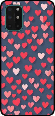 Immagine prodotto di Smartphonica Custodia per OnePlus 8T con stampa di cuori rosa e rossi - Custodia backcover in TPU con design a cuori rosa e rossi