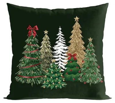Immagine prodotto di Copertura per cuscino, copridivano decorativo, tema natalizio, Natale, foresta natalizia, 40x40 cm