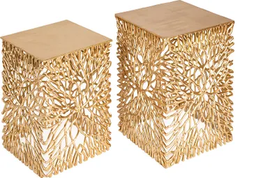 Produktbild von riess-ambiente Filigranes Beistelltisch 2er Set ABSTRACT LEAF 45cm gold Couchtisch Tisch