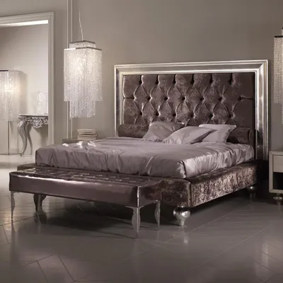 Produktbild von Luxus Chesterfield Betten Königliches Textil Bett Palast Hotel Doppelbett Neu