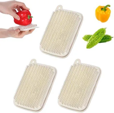 Produktbild von Drei Stücke - Gemischte Gemüsebürste - Leicht zu reinigende Gemüsebürste - Antirutsch Fruchtbürste - Für das Reinigen von Kartoffeln, Karotten, Rettich und anderen Gemüsen und Früchten.