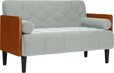Produktbild von vidaXL Zweisitzer-Sofa mit Nackenrollen Hellgrau 110 cm Samt