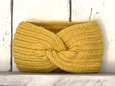 Image de Jumada's - Bandeau - Cache-tête - Cache-oreilles - Accessoire d'hiver - Confortable - Tricoté - Bouton - Jaune