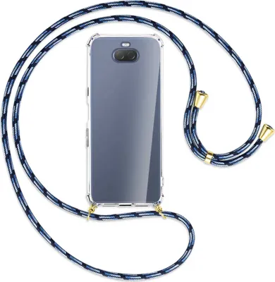 Produktbild von Handykette Backcover-Schutzhülle mit Band (Metall goldfarben) für Sony Xperia 10 - Blautöne