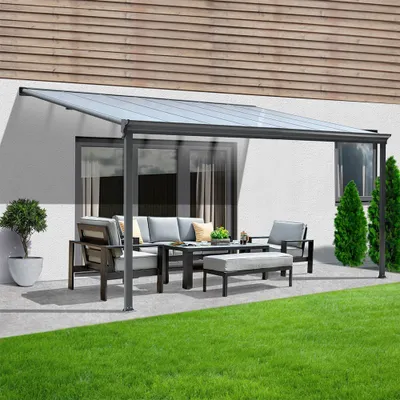 Produktbild von Terrassenüberdachung 312 x 303 x 226 / 278 cm (Grau)