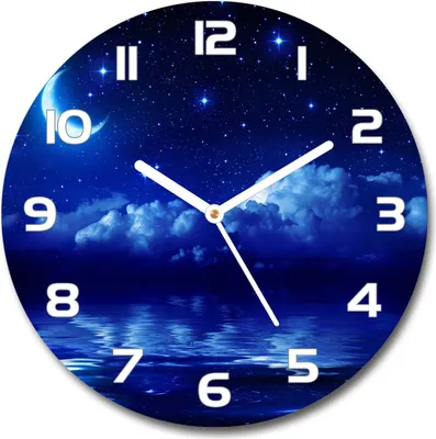 Produktbild von Wanduhr aus Glas 30fi Glasbild Glasuhr Gehärtetes Glas - weisse-zeiger - Sky at night