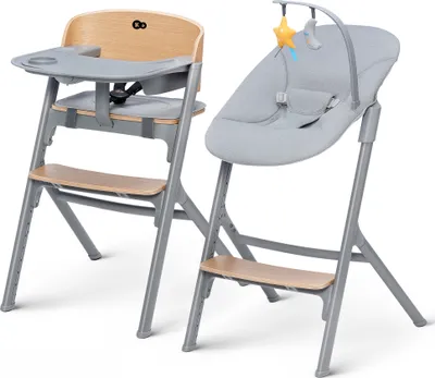 Produktbild von Kinderkraft LIVY 4-in-1 - Kinderhochstuhl mit Babyliege - verstellbarer Sitz & Fußstütze - bis 110 kg - ergonomisch - modernes Design - Natürlich