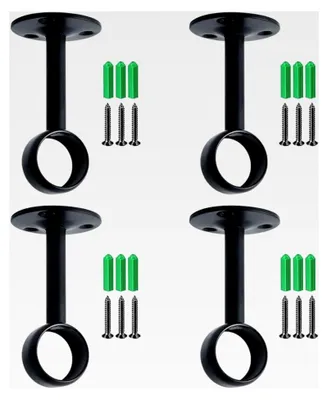 Produktbild von 4 Stück Kleiderstangenhalterungen, Metall Wandhalterungen für Vorhangstangen, mit 6 Schrauben und 6 Dehnschrauben, Halterung zum Aufhängen von Stangen an der Decke