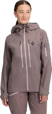 Damenjacke Recon Stretch LT Shell von Black Diamond in mauve mit Kapuze und mehreren Reißverschlusstaschen