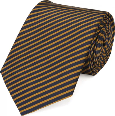 Produktbild von Fabio Farini - 1 Stück elegante Dunkelblaue Herren Krawatten - Schlips in 8cm Breit (8cm), Dunkelblau/Gelb - Outer Space/Honey Butter
