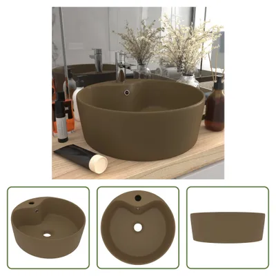 Produktbild von The Living Store Luxus-Waschbecken mit Überlauf Matt Creme 36x13 cm Keramik
