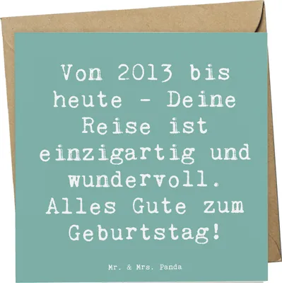Produktbild von Mr. & Mrs. Panda Grußkarte Spruch 2013 Geburtstag - Meeresbrise - Geschenk, Geburtstagsgeschenk, Deine Reise ist einzigartig, doppelkarte, Glückwunschkarte, faltkarte