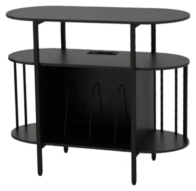 Immagine prodotto di Supporto per giradischi COSTWAY con illuminazione LED regolabile e base di ricarica, colore nero