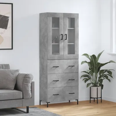 Produktbild von vidaXL Highboard Betongrau 69,5x34x180 cm Holzwerkstoff