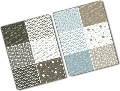 Produktbild von Tulup Glas Herdabdeckplatte - 2x40x52 cm - Glaskeramikkochfeld-Abdeckung Spritzschutz Glasabdeckplatte Kochplattenabdeckung und Schneidebrett - Zweiteilig - Kunst: modern & klassisch - Geometrisches Muster - Beige