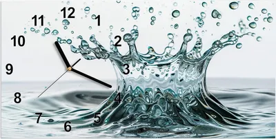 Produktbild von Wanduhr aus Glas mit Motiv Wassertropfen Splash- 60 x 30 cm - inkl. Aufhängesystem