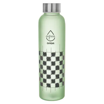 Produktbild von Orion Glasflasche Trinkflasche Wasserflasche für Wasser Limonade Smoothie grün mit Schachbrettmuster 600 ml