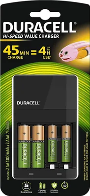 Zdjęcie produktu dla Duracell CEF14, Niklowo-metalowo-wodorkowa (NiMH), Zabezpieczenie przed przegrzaniem, Krótkie spięcie, Zabezpieczenie przed zbyt niskim napięciem, AA, AAA, 4 szt., Baterie w zestawie