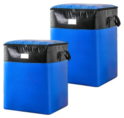 Produktbild von Aufbewahrungstaschen 104+140L, 2 Stück große Umzugstaschen, Blau, mit Reißverschlüssen und Griffen, wasserdichte Tragetaschen für Umzug, Kleidung, Bettwäsche
