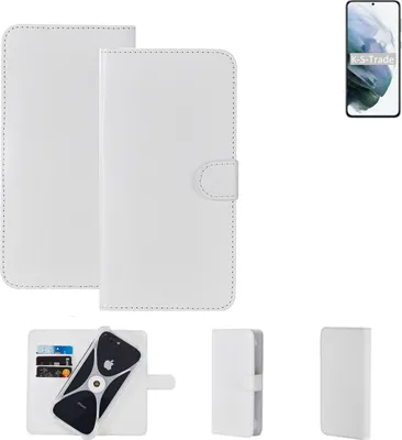 Produktbild von K-S-Trade Handy Hülle Schutz Hülle kompatibel mit Samsung Galaxy S21+ 5G Exynos Cover Case Bookstyle Bumper weiß 1x