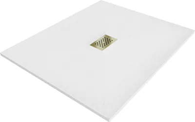 Zdjęcie produktu dla Mexen Hugo brodzik prostokątny SMC 120 x 100 cm, biały, maskownica złota - 42101012-G