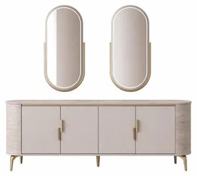 Zdjęcie produktu dla Nowoczesna komoda z lustrem o eleganckim designie do salonu
