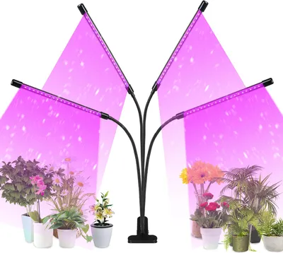 Produktbild von Ikodm Pflanzenlampe LED Vollspektrum 3 Köpfe Grow Lampe mit Timer Dimmbar 10 Helligkeitsstufen 360° Flexibel USB Pflanzenlicht