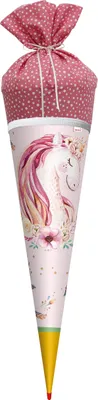 Produktbild von ROTH Schultüte Lieblingsstück Einhornträume 70 cm groß rund Stoffschultüte Rot(h)-Spitze Zuckertüte