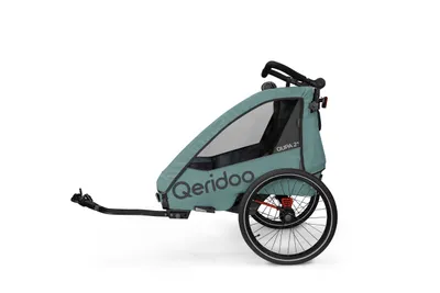 Produktbild von Qeridoo QUPA Plus 2 - Kinderfahrradanhänger für 2 Kinder, Farbe: Mineral Blue