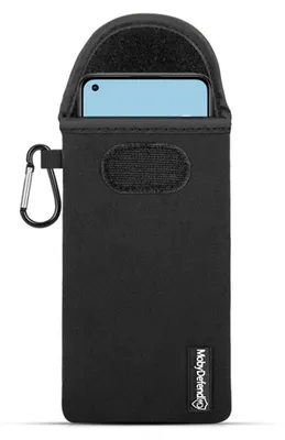 Productafbeelding van MobyDefend Hoesje - Geschikt voor Oppo Reno 8 Lite - Neopreen Pouch Met Karabijnhaak - Insteek - Riemlus - Zwart