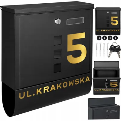 Obrázek produktu pro Poštovní Schránka Na Dopisy, Černá + Zlatý Nápis