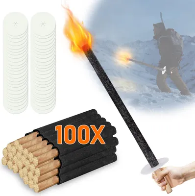 Produktbild von Faziango 100x Wachsfackeln 72cm, Extra Lang 90 min Brenndauer - Gartenfackeln mit Tropfschutz - Fackeln für draußen, Nachtwanderung