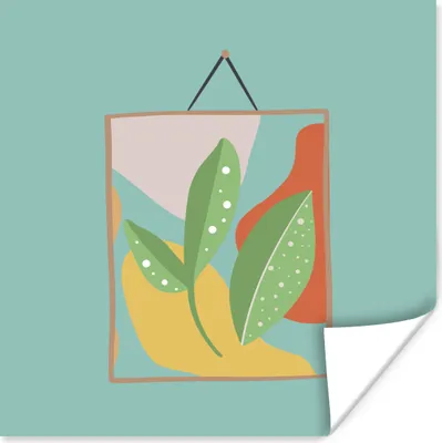 Produktbild von MuchoWow® Poster Blätter - Pflanze - Rahmen - Farben 75x75 cm - Wand Dekoration