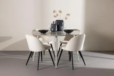 Produktbild von MILANO Eßtisch Gruppe ,Tisch in  beige D: 120 cm  mit 4 Stühlen in samt beige