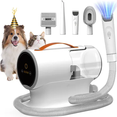 Produktbild von AIRROBO PG100 Hundeschermaschine mit Staubsauger, Profi Haustierpflegeset, Professioneller Hundehaarschneidemaschine mit 5 Pflegewerkzeugen, 2L