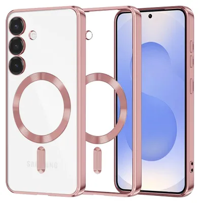 Produktbild von Techsuit Luxury Crystal Back Cover Hülle mit MagSafe für Samsung Galaxy S25 - Transparent/Rosa