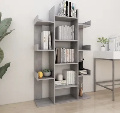 Obrázek produktu pro Maison Exclusive – knihovna betonově šedá 86 x 25,5 x 140 cm dřevěný materiál