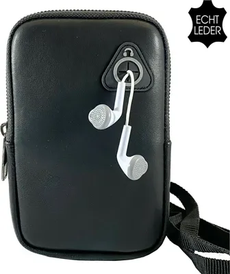 Produktbild von Brusttasche ECHTLEDER Crossbody Umhängetasche Schwarz Schultertasche Tasche Reisetasche Dokumententasche Weiches Echtleder