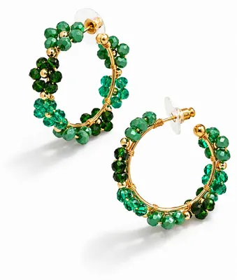 Image de Boucles d'oreilles créoles, fleurs vertes, sans nickel, naturelles, Yehwang