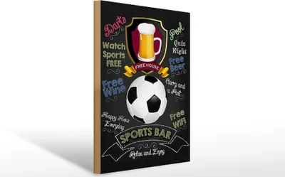 Produktbild von Holzschild  Sports Bar Dart Fussball, 40x30 cm, Holzschilder Spruch Sport Hobby