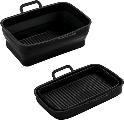 Image de INF Récipient pour friteuse à air rectangulaire pliable en silicone Le noir