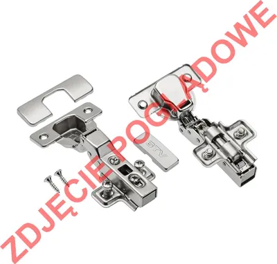 Produktbild von GTV - Hydraulisches Scharnier ECHC, Twin - Scharnier mit Dämpfung - Mittelanschlag - Montageplatte H=0 mit Euroschrauben - stilles Schließen - Möbelscharnier Topfscharnier Schranktürscharnier, 1 Stück