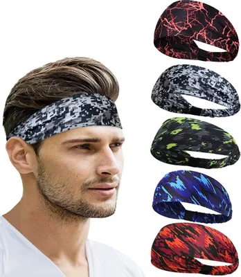 Produktbild von 5 Stück Bodybuilding-Schweißleitfaden und Antischweißgürtel, schweißabsorbierendes Stirnband für Laufsport, Haarband, weibliches Stirnband