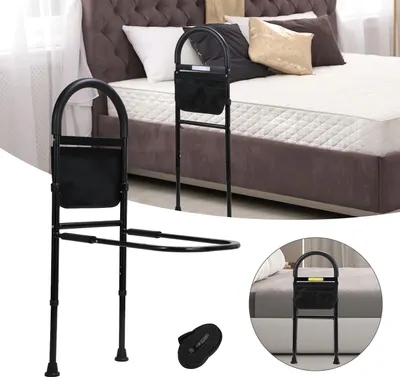 Immagine prodotto di Aopunly Bedrails Ausilio per il sollevamento del letto, maniglie regolabili in altezza per l'assistenza agli anziani Accessori per il letto, con borsa di stoccaggio e luce sensore
