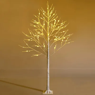 Kunstbaum mit LED-Lichtern, Birkenoptik, 180 cm, warmweiß