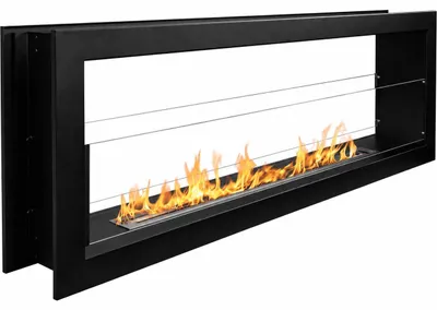 Immagine prodotto di Montefalco 120 - Camino a Bioetanolo da Incasso Bifacciale 120x40x15 cm con Bruciatore 1,25lt in Acciaio