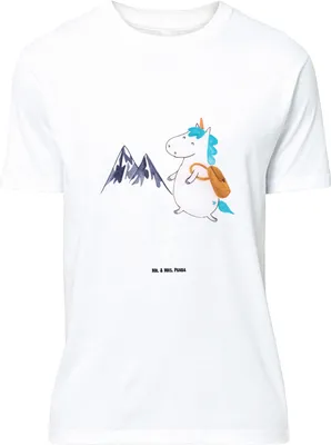 Produktbild von Mr. & Mrs. Panda Tshirt Einhorn Bergsteiger - Weiß - Geschenk, Oversize T-Shirt, Shirt, Einhörner, Entdecker, Weltreise, mit Spruch, Übergröße, Berge, Urlaub, Unicorn