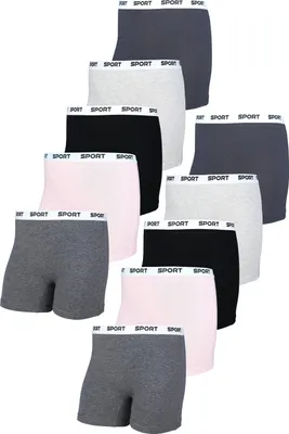 Produktbild von TupTam Unterhosen Mädchen Shorts 10er Pack – Bequeme Unterwäsche für Mädchen aus Baumwolle, Farbe: Schwarz Grau, Größe: 104-110